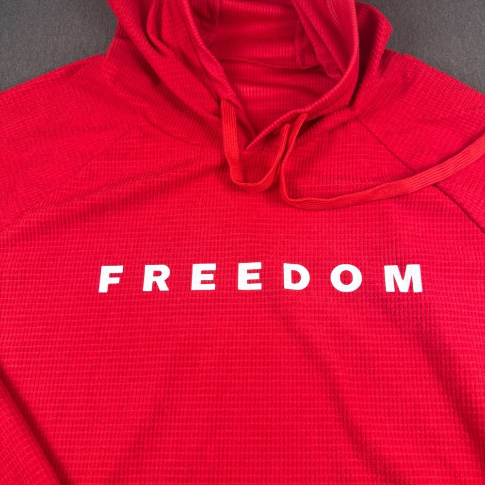 Freedom American Flag Waffle Knit Hoodie‎ 4XL Pullover mens Charlie Kirk Freedom - Picture 3 of 10
